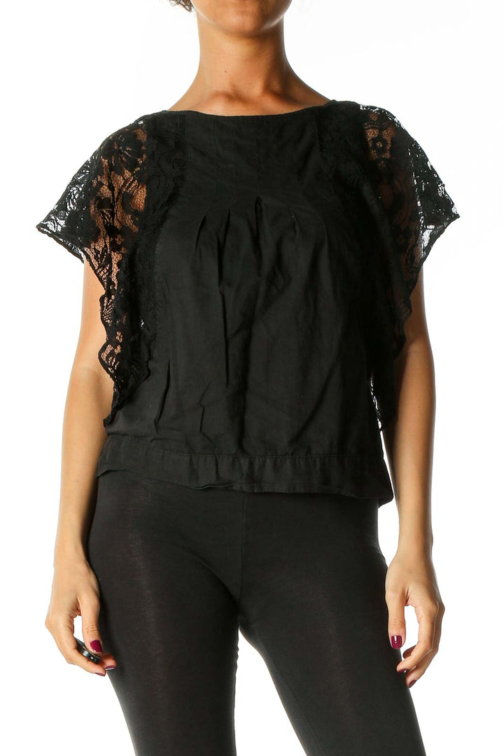 Black Lace Casual Blouse