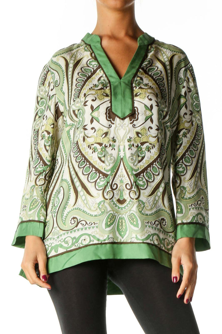 Green Paisley Bohemian Blouse