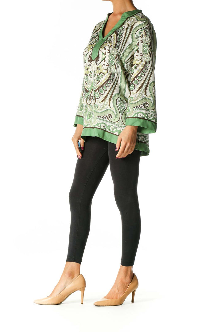 Green Paisley Bohemian Blouse
