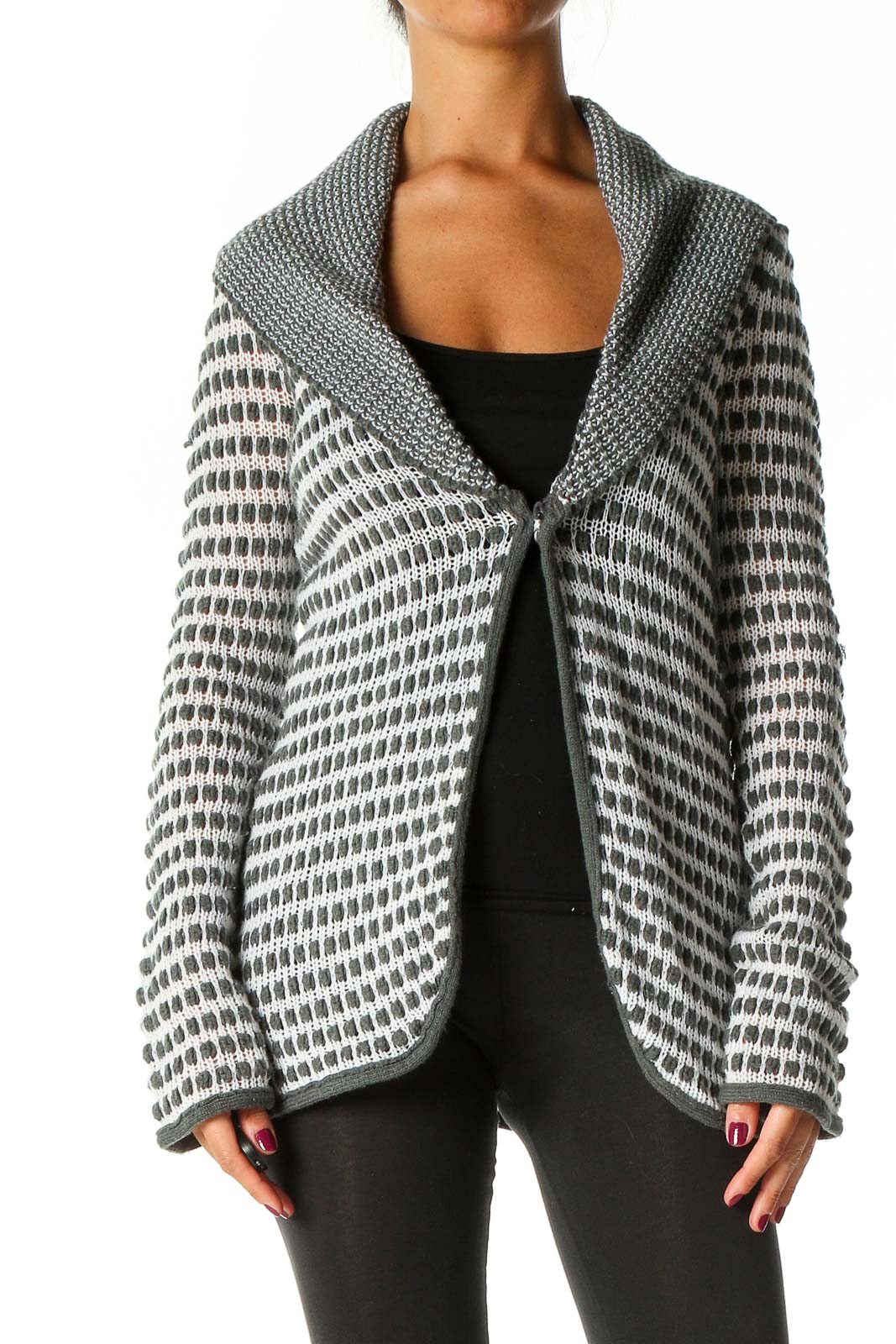 Gray Textured Cardigan