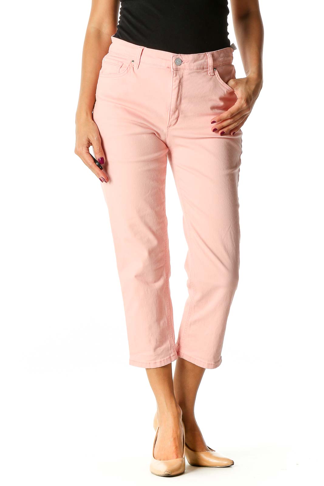 Pink Casual Straight Leg Jeans