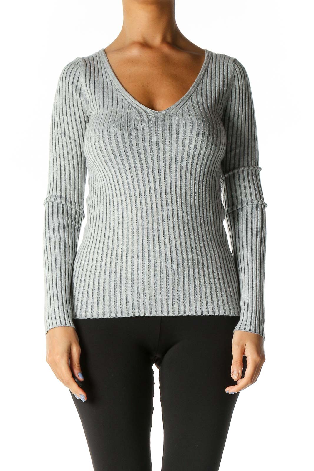 Gray Textured Casual Blouse