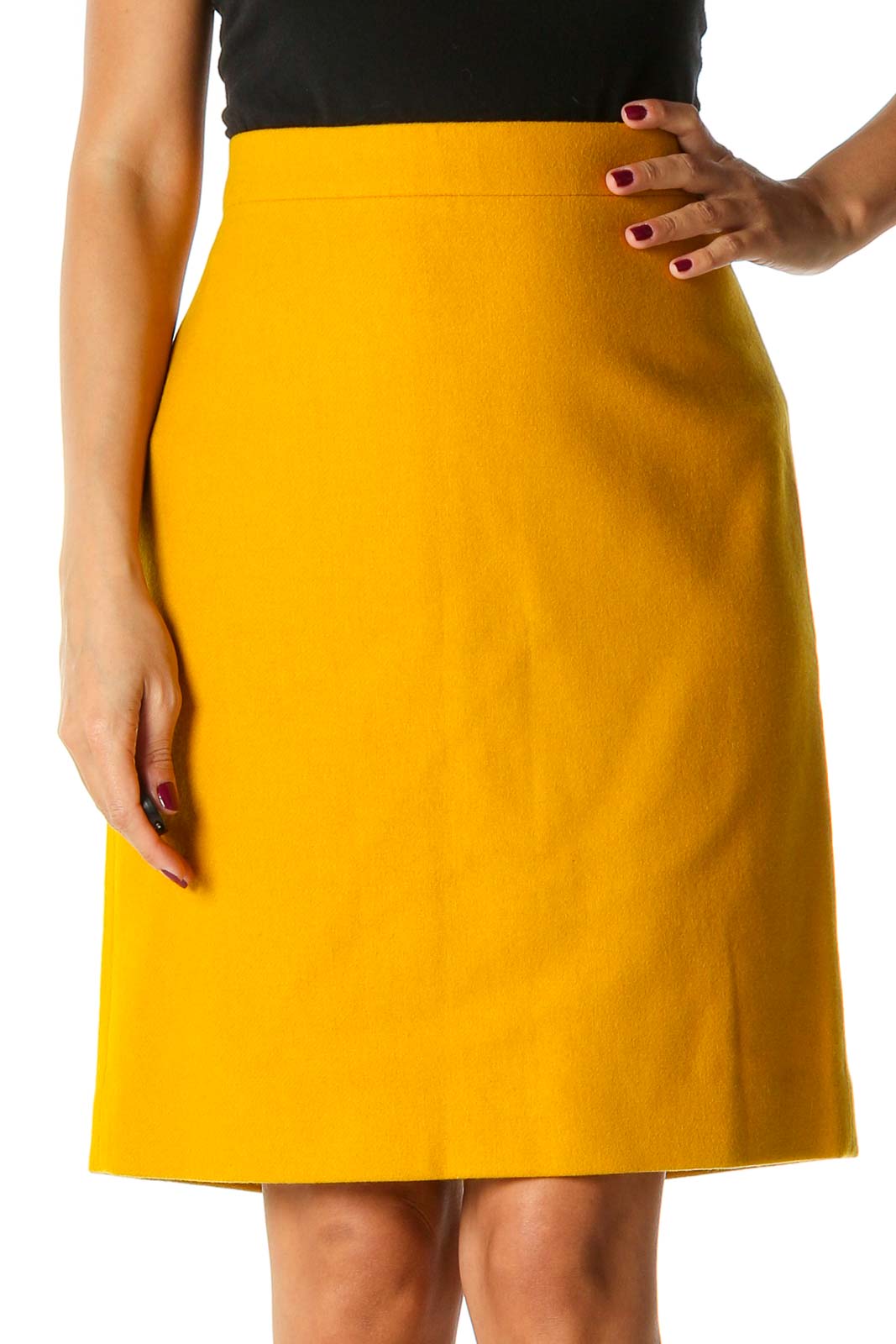 Orange Solid Chic Straight Skirt