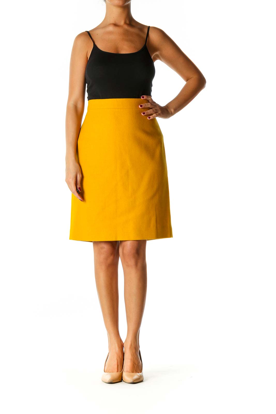 Orange Solid Chic Straight Skirt
