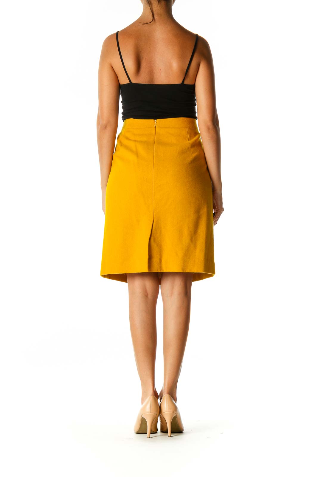 Orange Solid Chic Straight Skirt