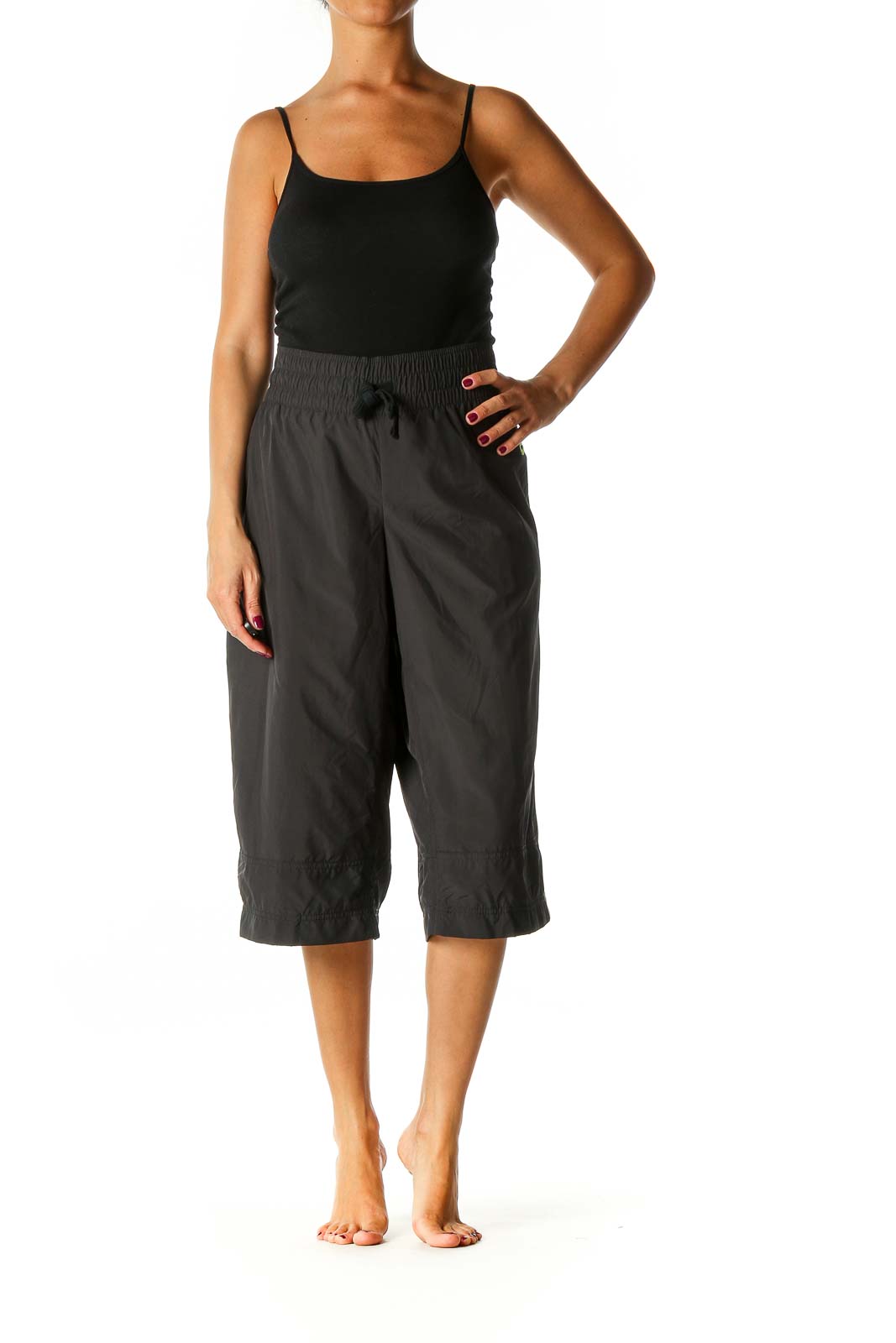 Gray Colorblock Activewear Capri Pants