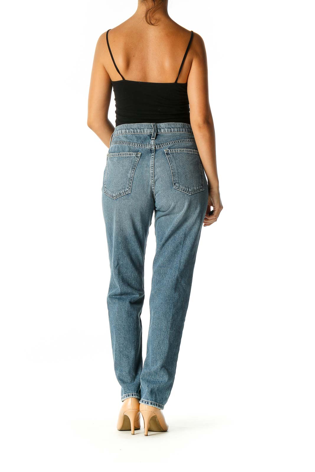Blue Casual Straight Leg Jeans