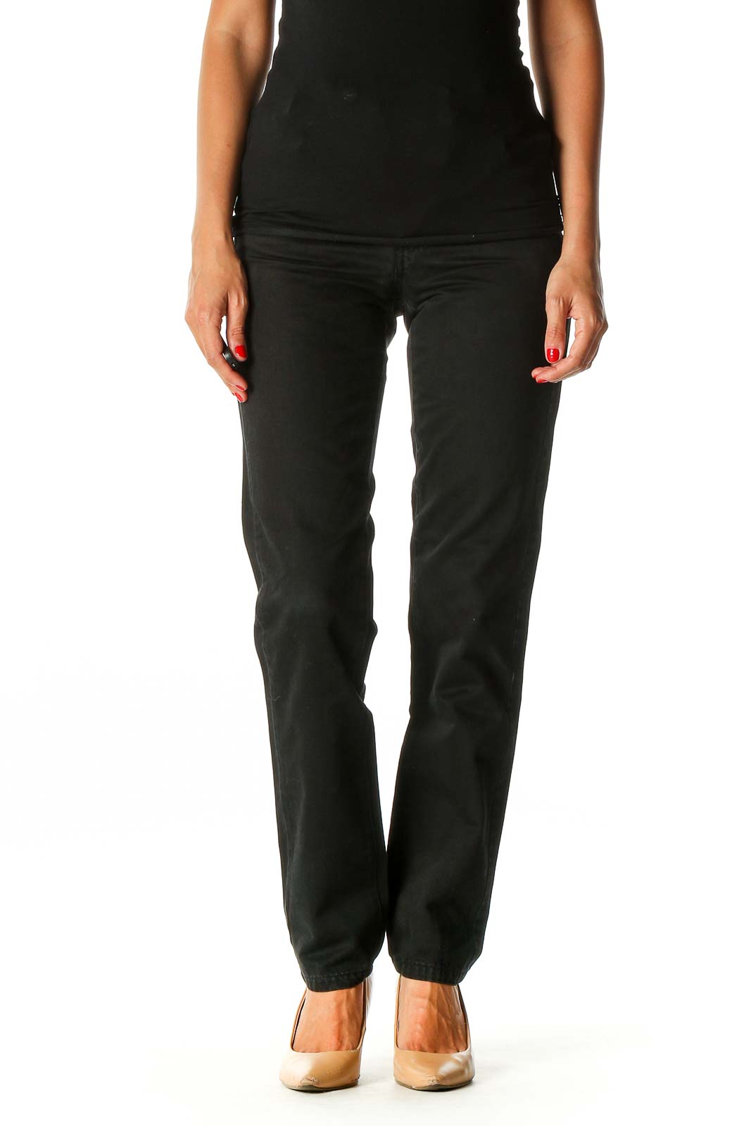 Black Solid Classic Trousers