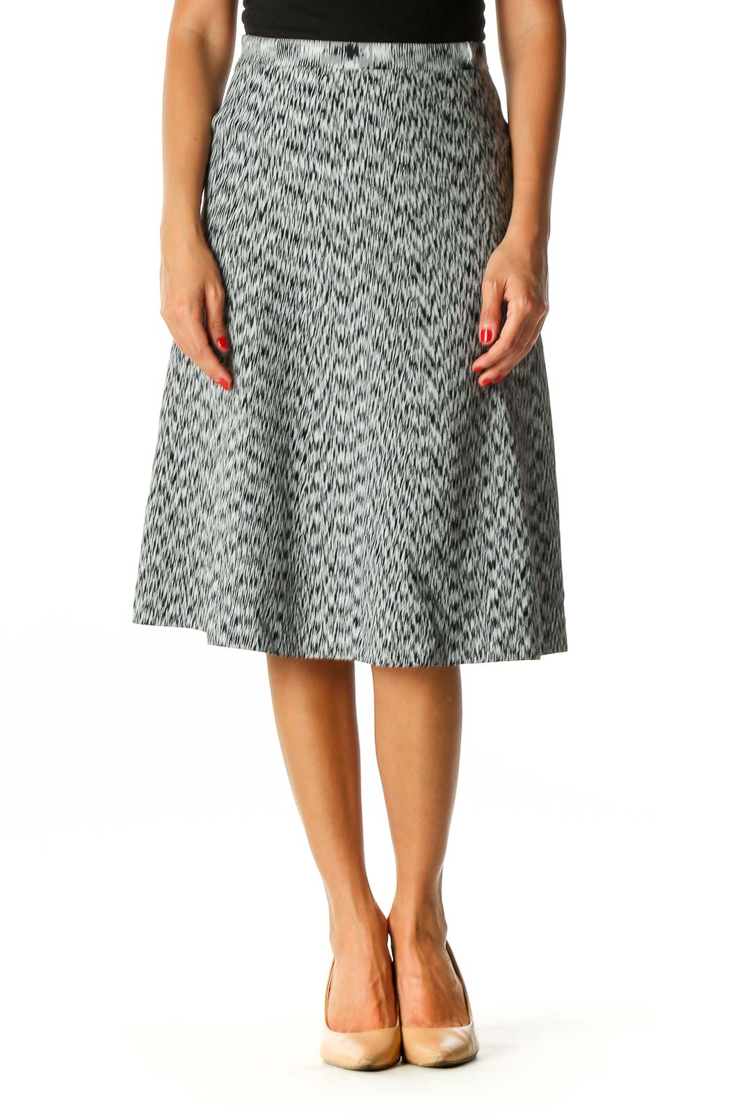 Gray Textured Brunch A-Line Skirt