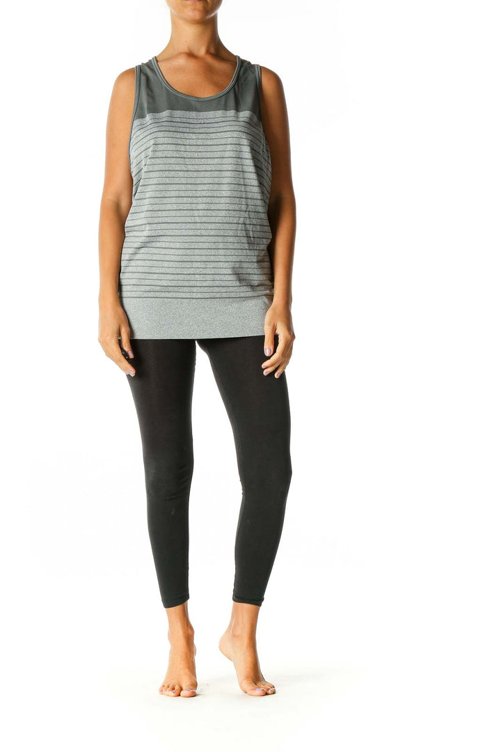 Gray Striped Activewear Tank Top