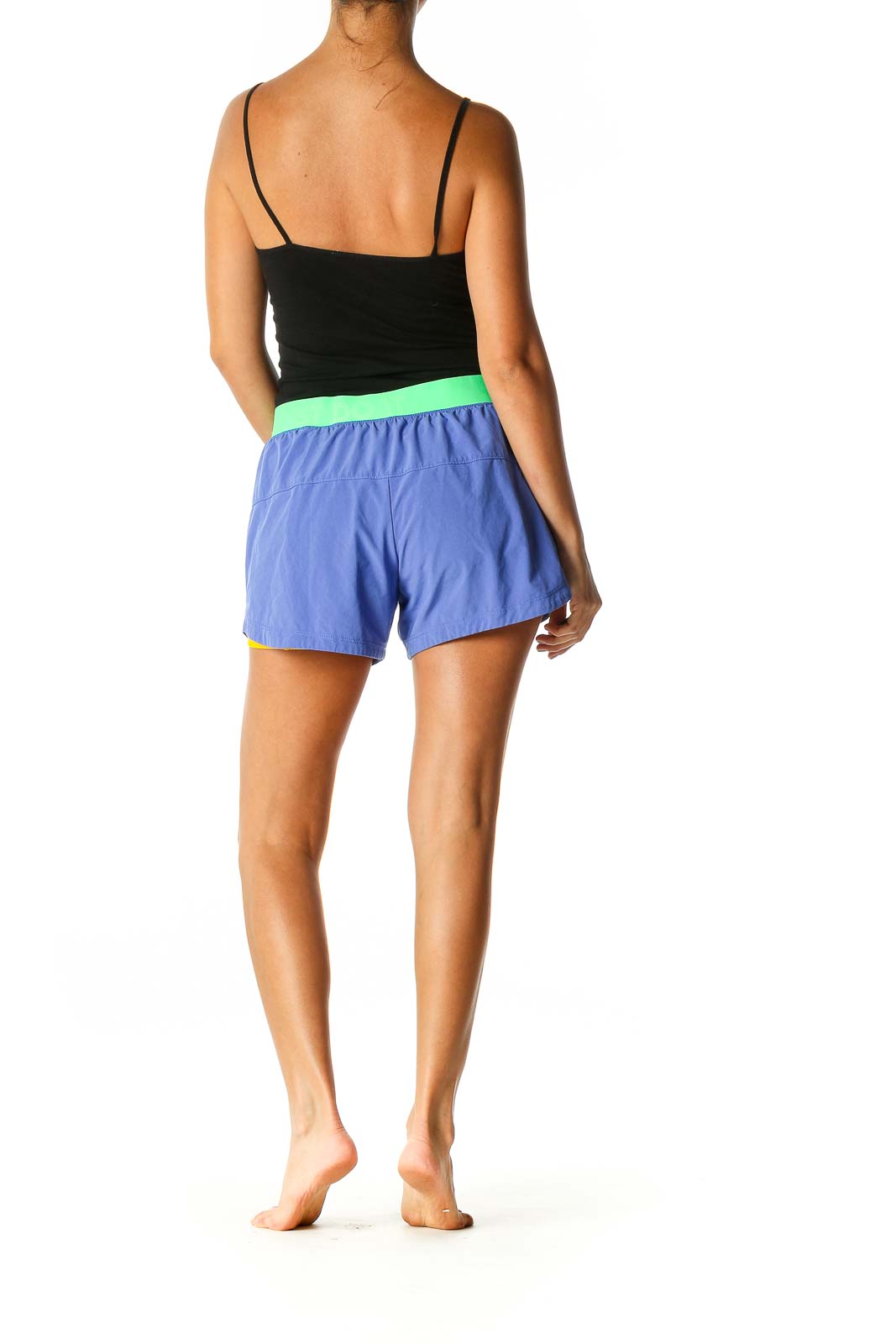 Blue Colorblock Activewear Shorts