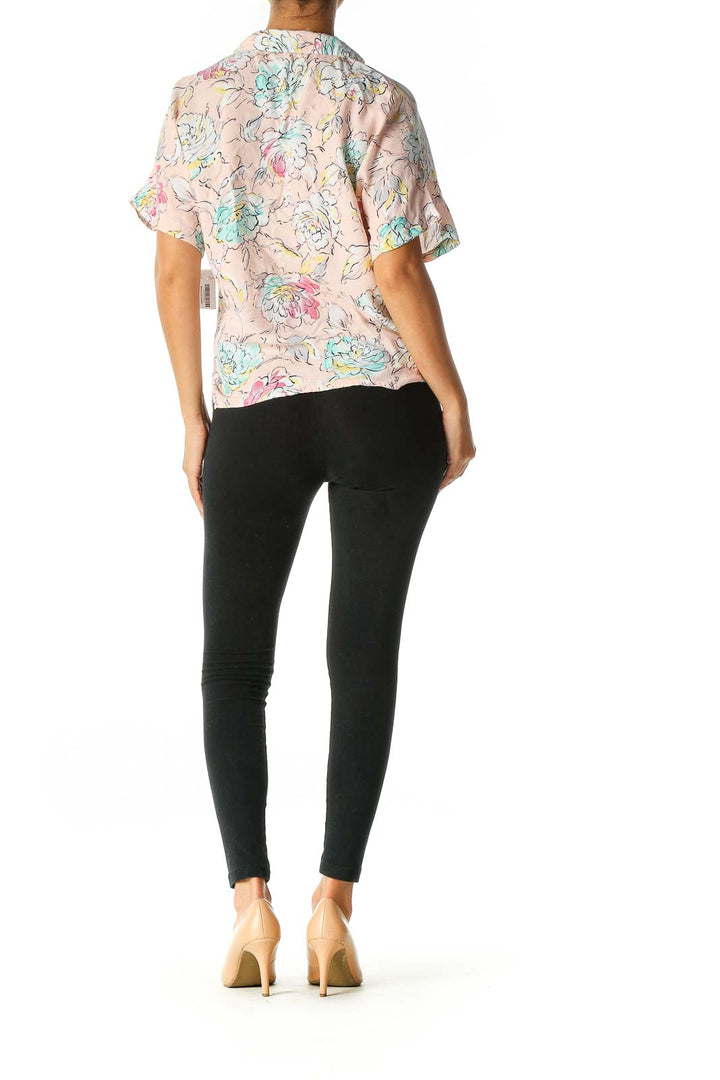Pink Floral Print Retro Shirt