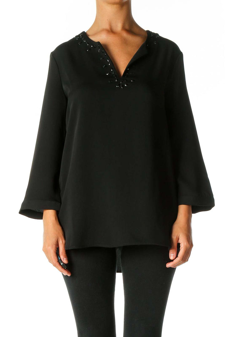 Black Solid Brunch Blouse