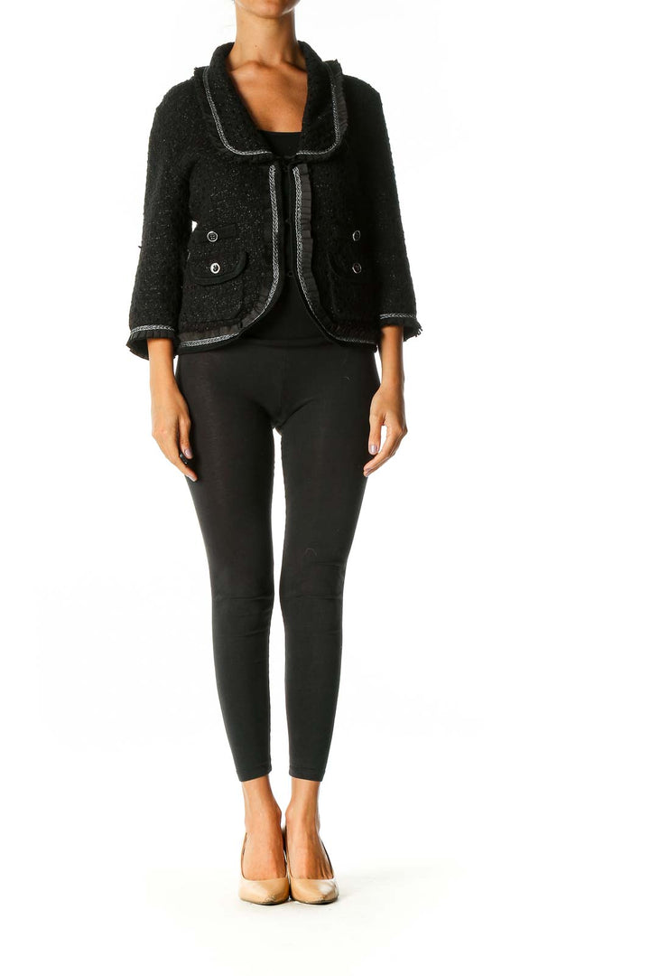 Black Textured Cropped Jacket