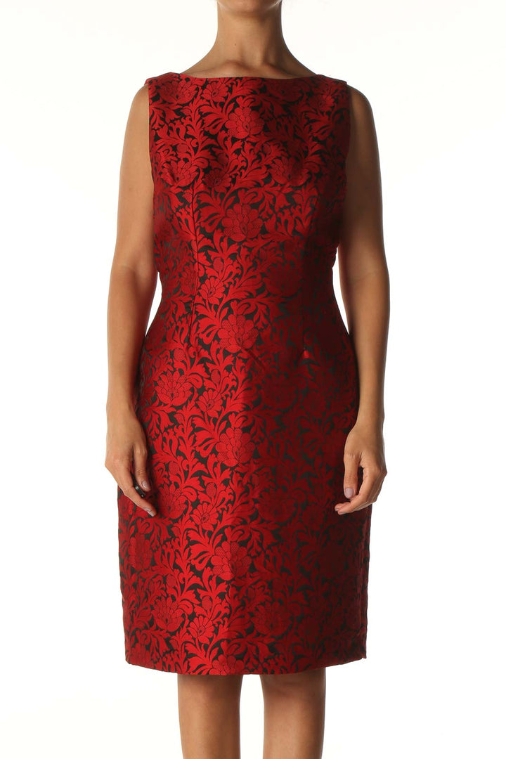Red Textured Day Sheath Dress
