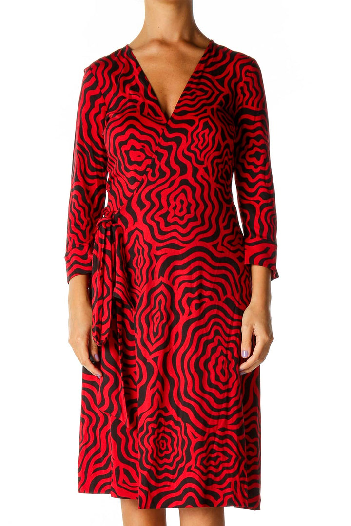 Red Floral Print Bohemian Shift Dress