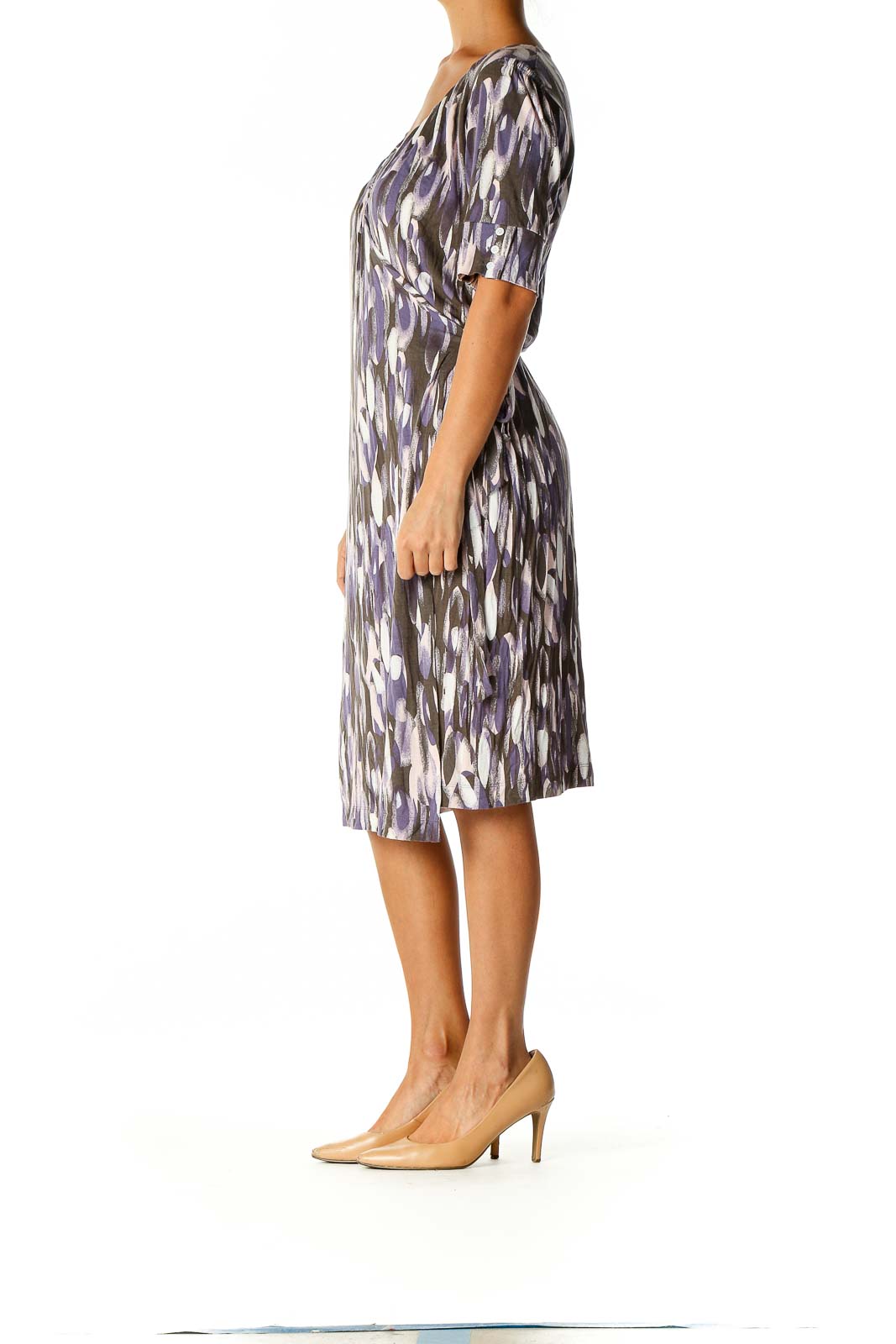 Purple Geometric Print Holiday Sheath Dress