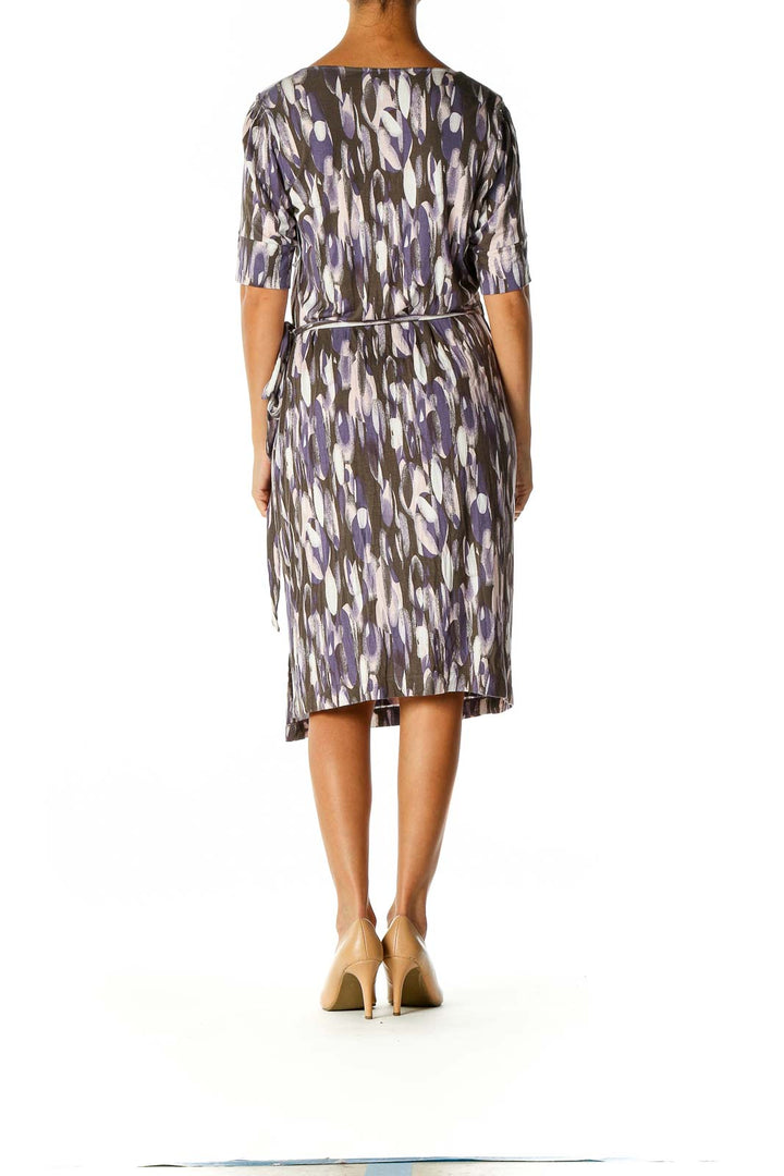 Purple Geometric Print Holiday Sheath Dress
