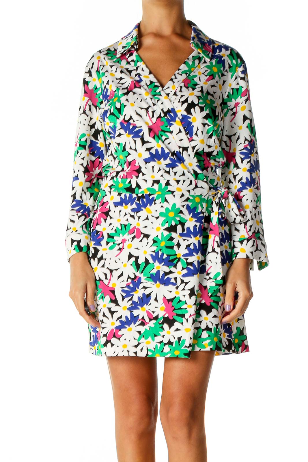 White Floral Print Day Shift Dress