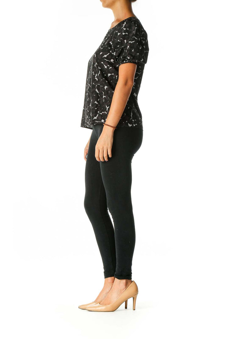 Black Object Print All Day Wear Blouse