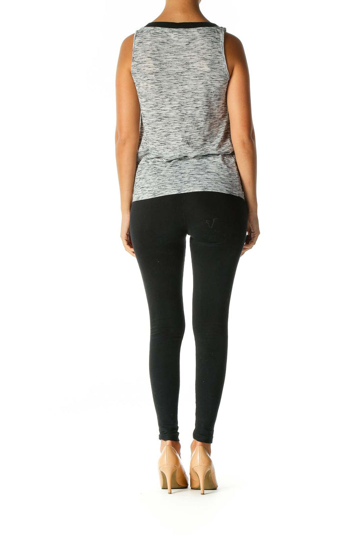 Gray Textured Casual Tank Top