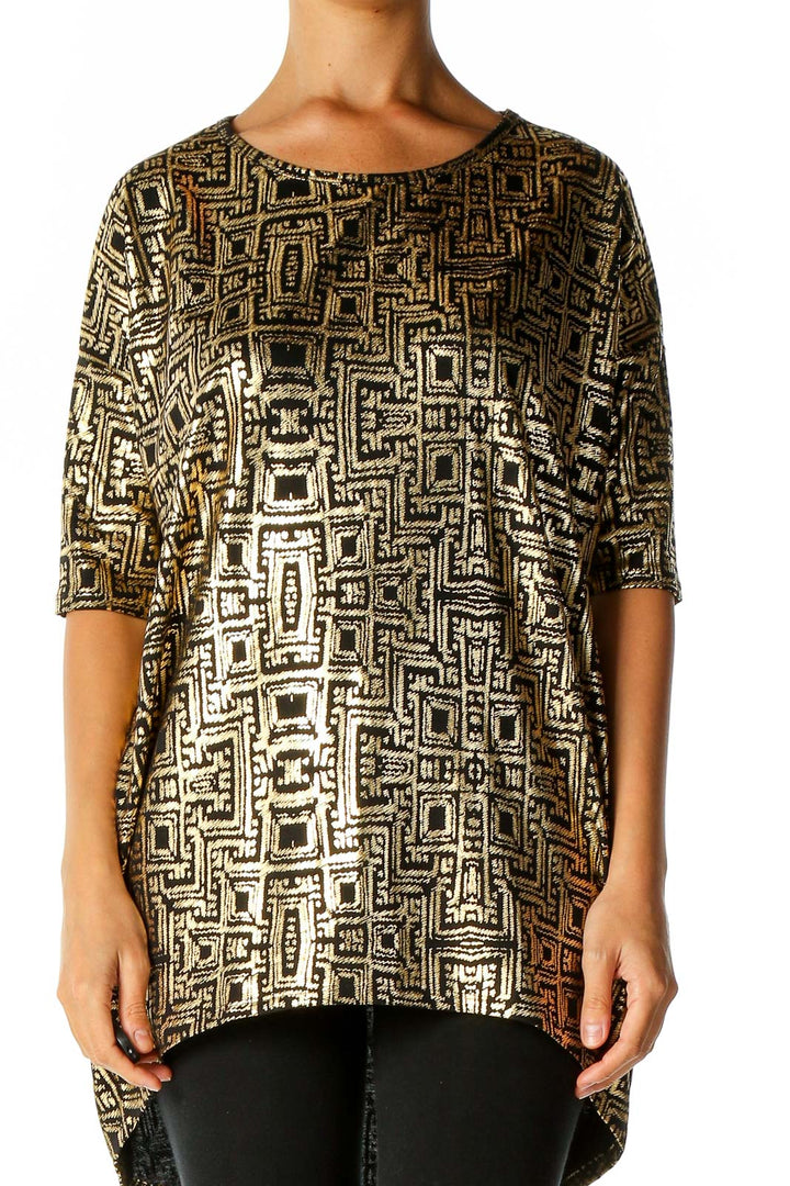 Black Graphic Print Party Blouse