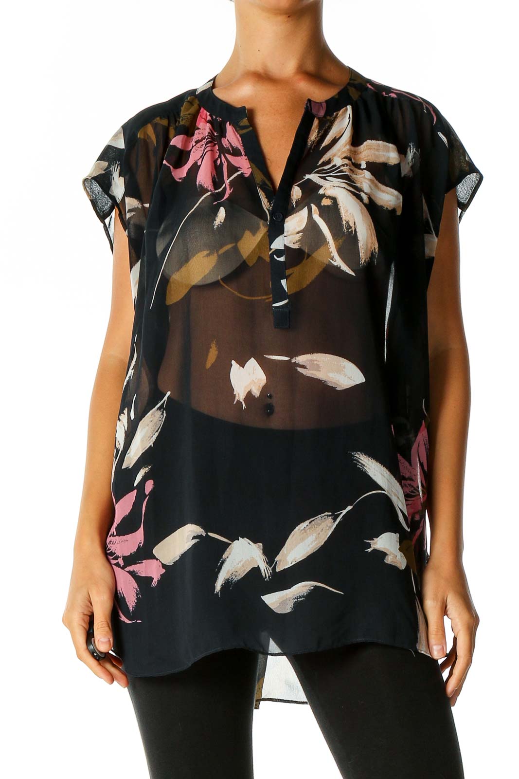Blue Graphic Print Casual Blouse