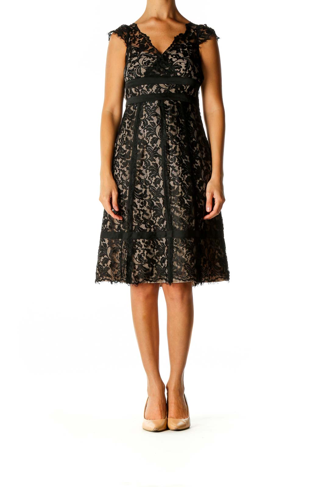 Black Lace Semiformal Fit & Flare Dress