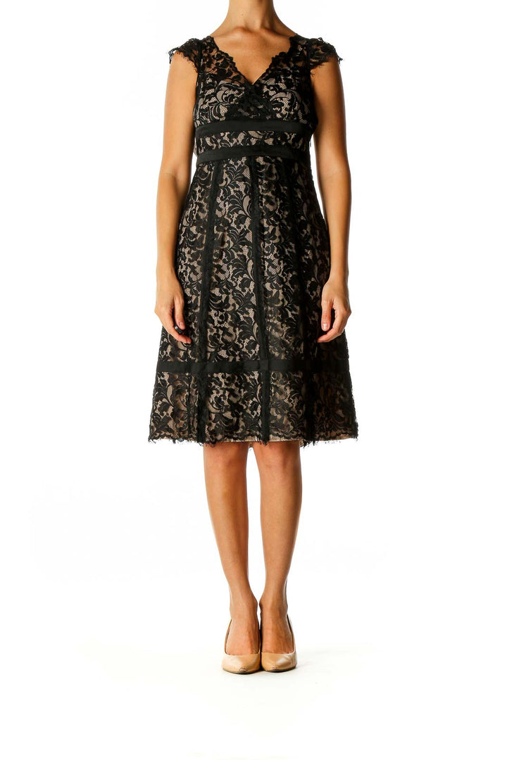 Black Lace Semiformal Fit & Flare Dress
