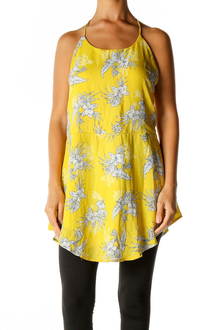 Yellow Floral Print Holiday Blouse