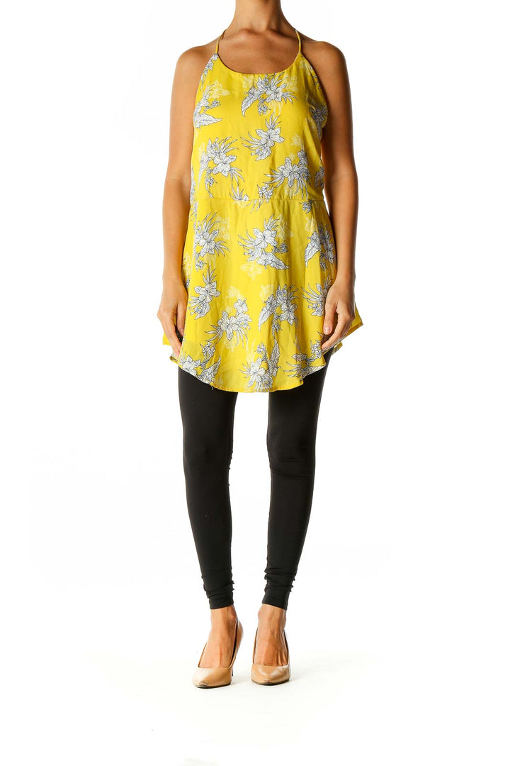 Yellow Floral Print Holiday Blouse