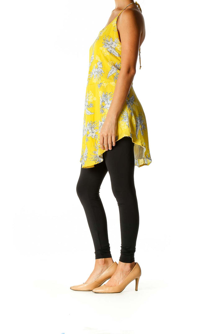 Yellow Floral Print Holiday Blouse