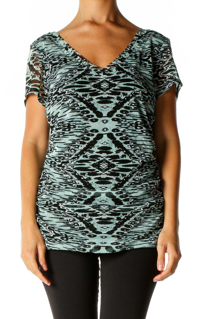 Blue Printed Bohemian Blouse