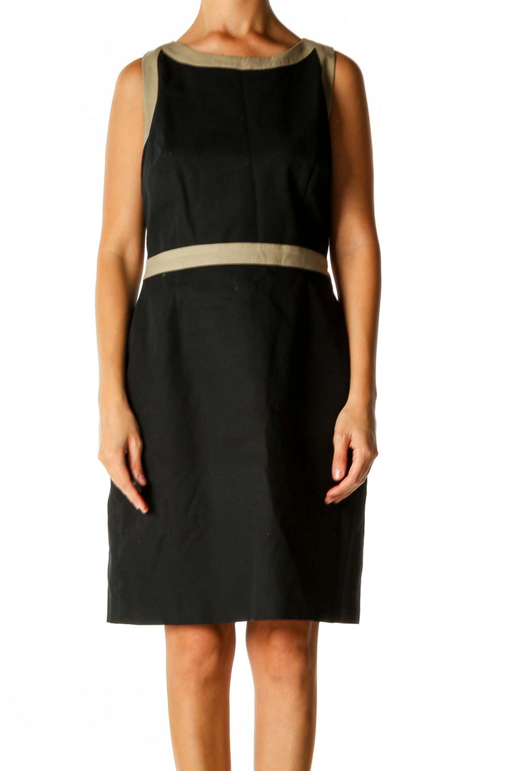Black Solid Classic Sheath Dress