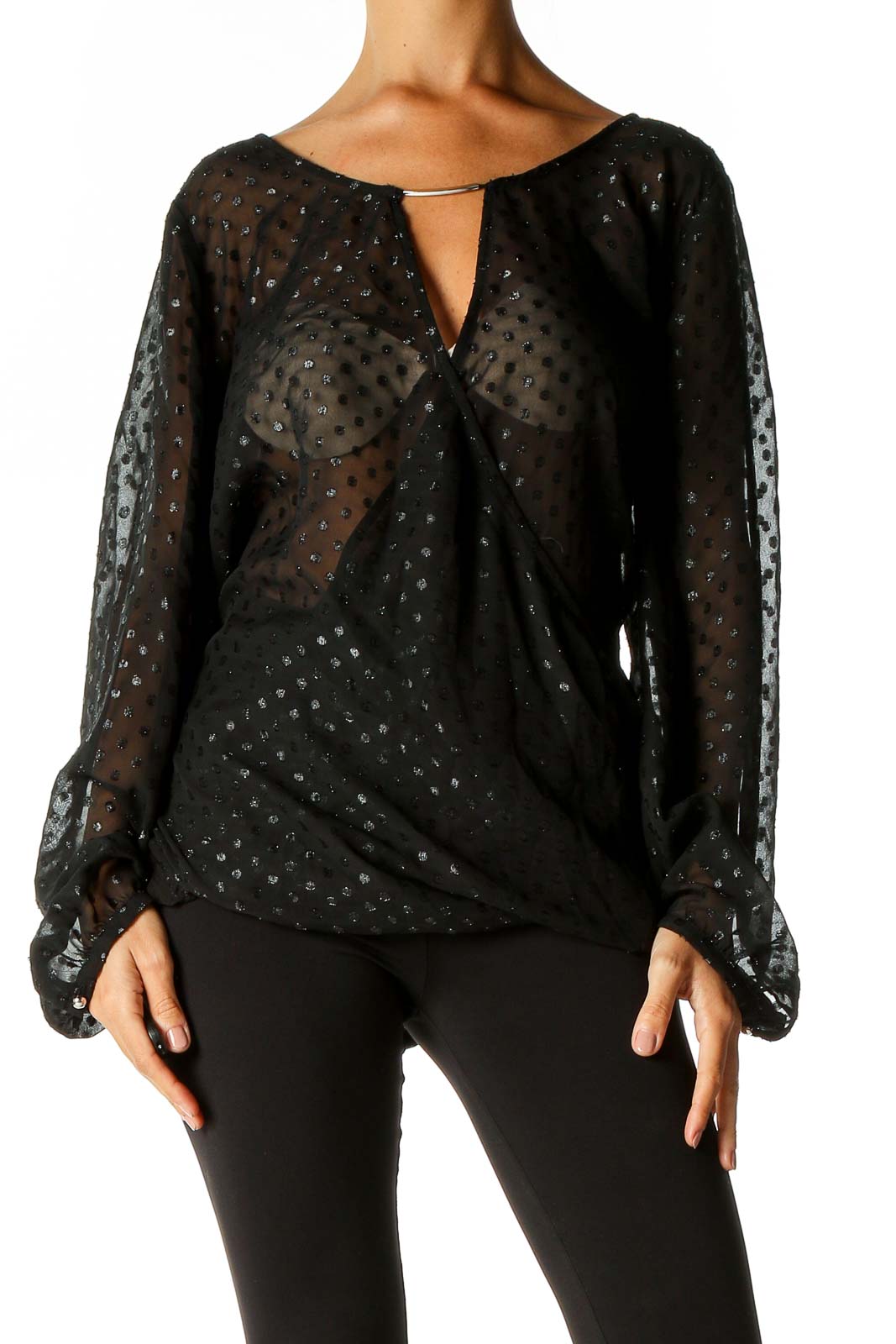Black Textured Party Wear Blouse