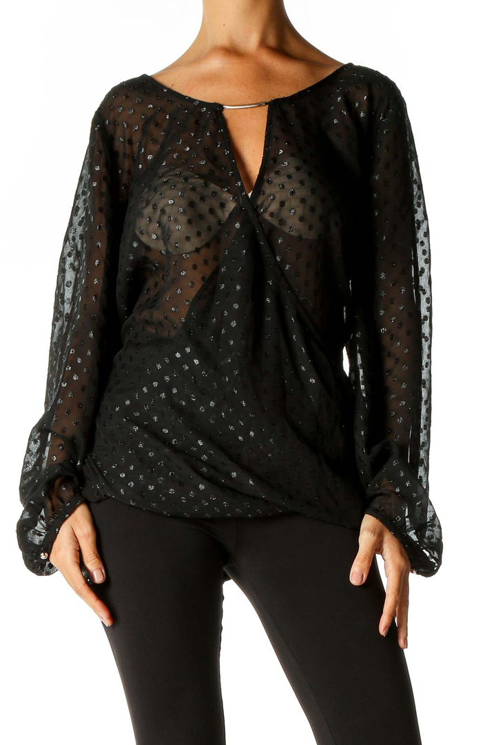 Black Textured Party Wear Blouse
