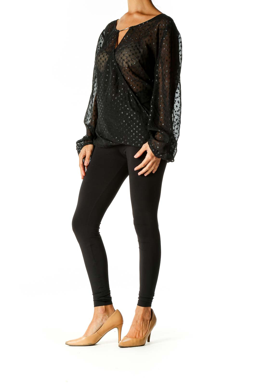 Black Textured Party Wear Blouse