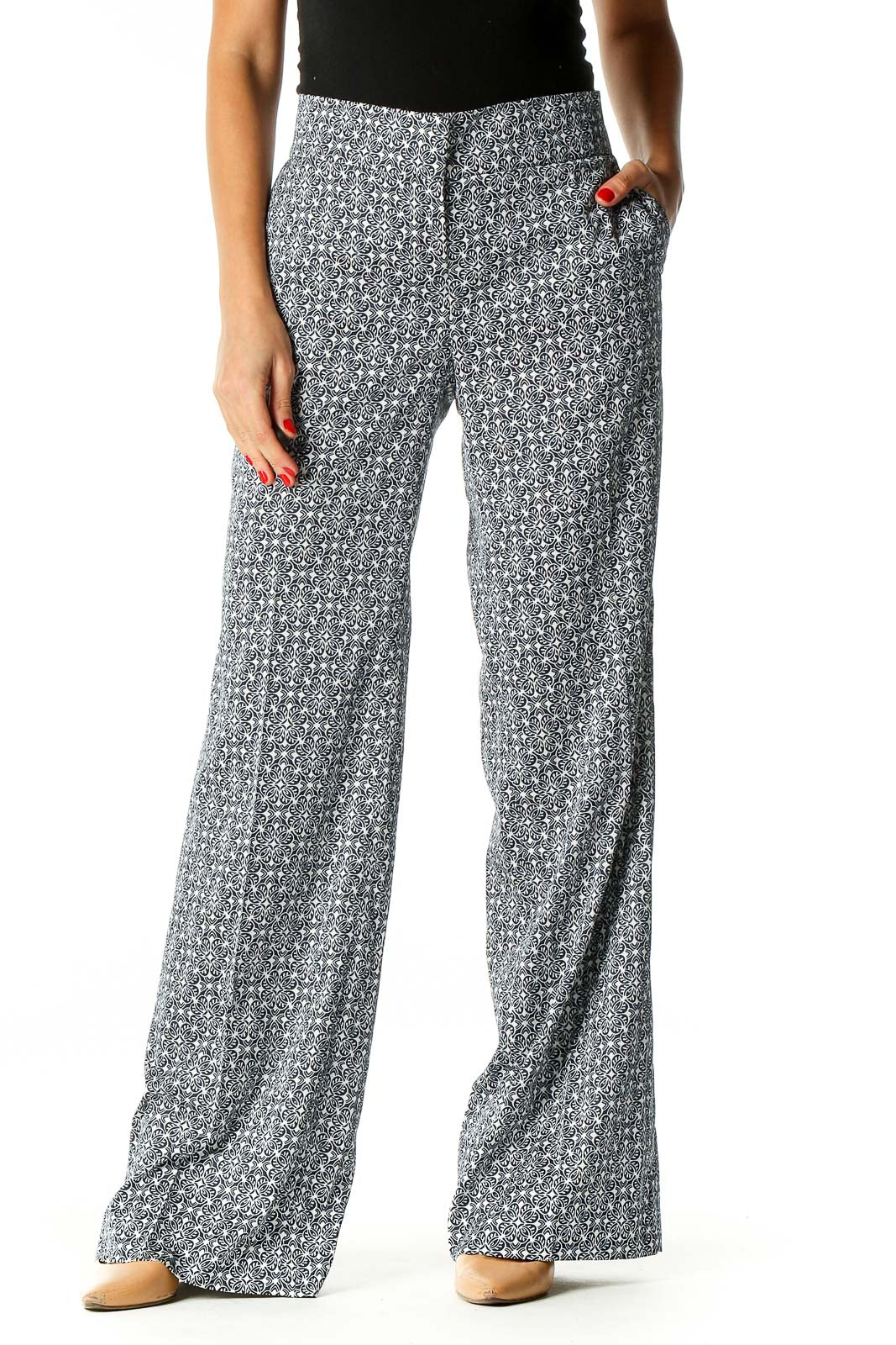 Gray Printed All Day Wear Trousers