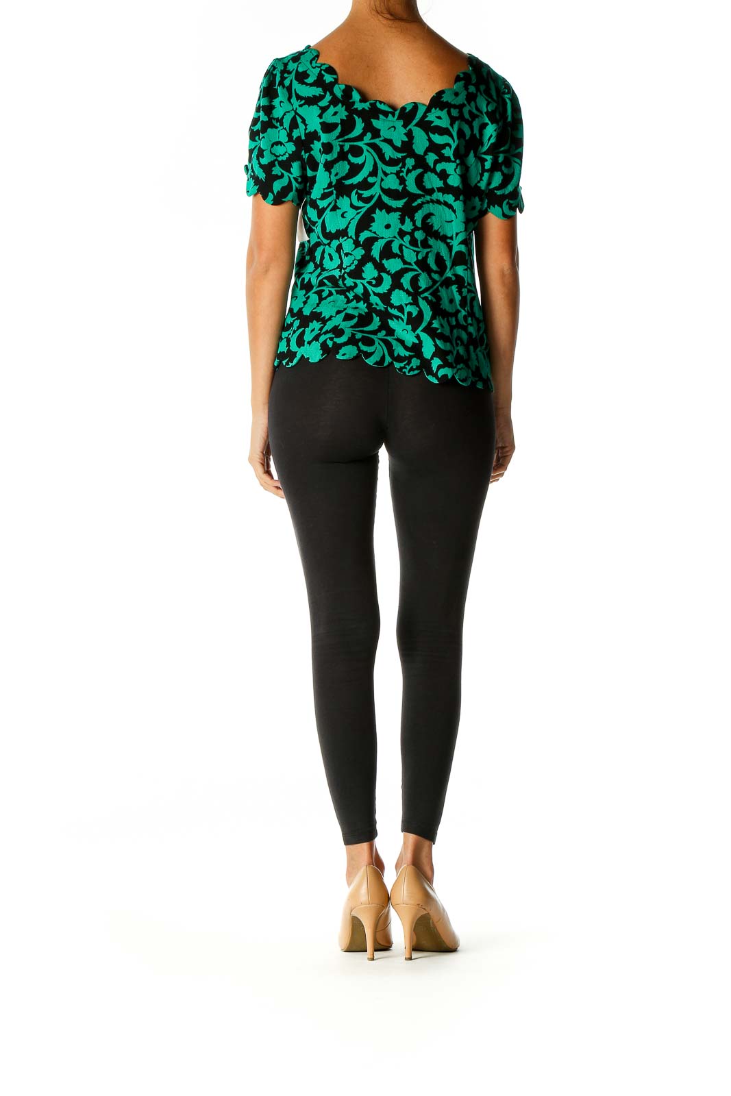 Green Textured Casual Blouse