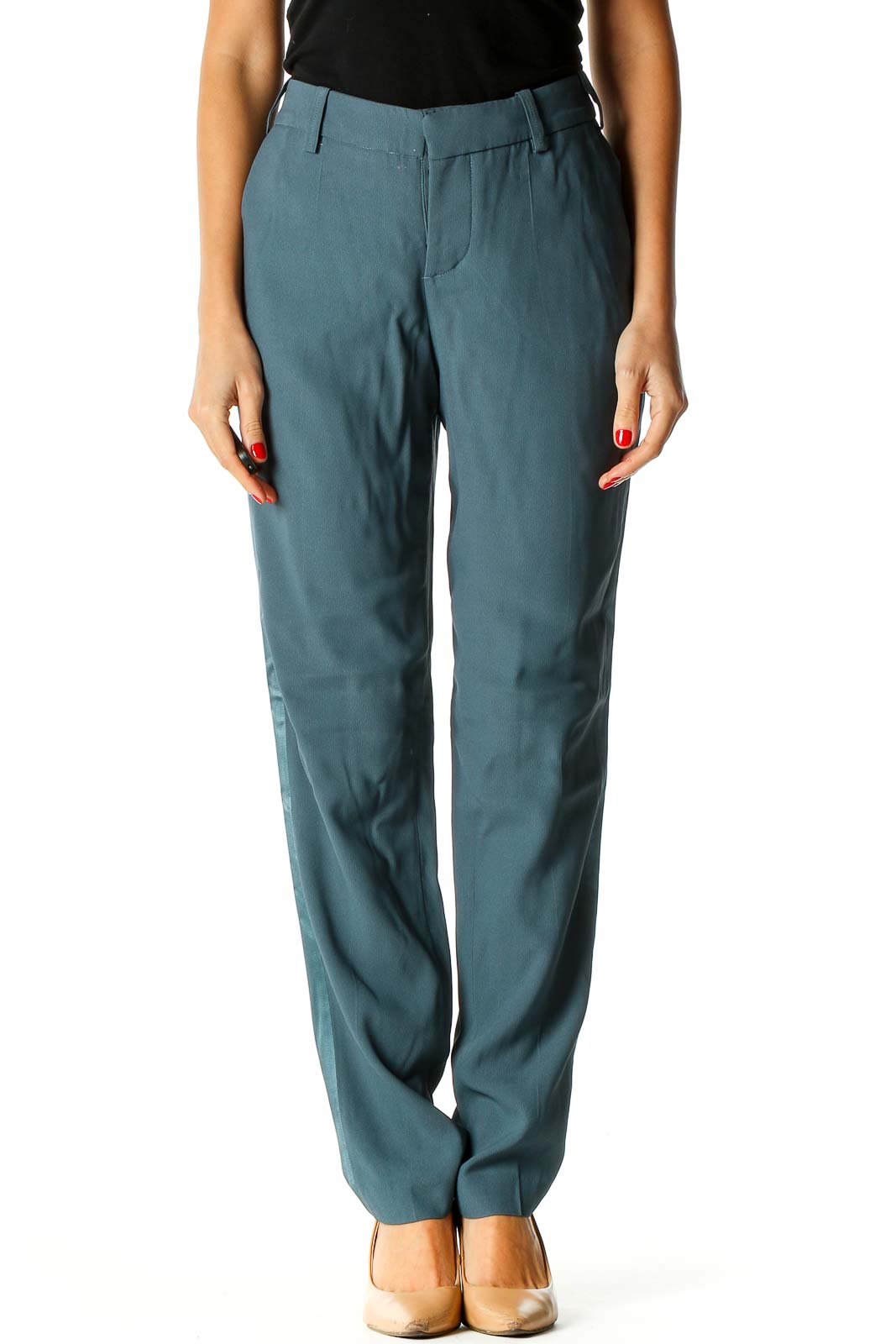 Blue Solid All Day Wear Trousers