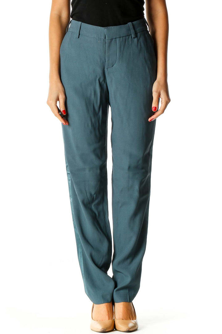 Blue Solid All Day Wear Trousers