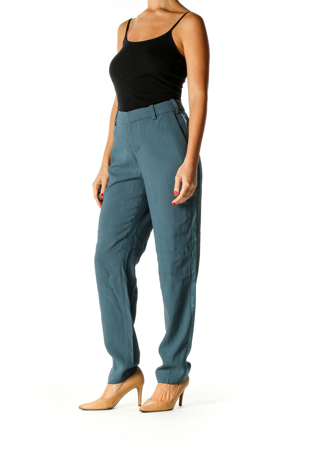 Blue Solid All Day Wear Trousers