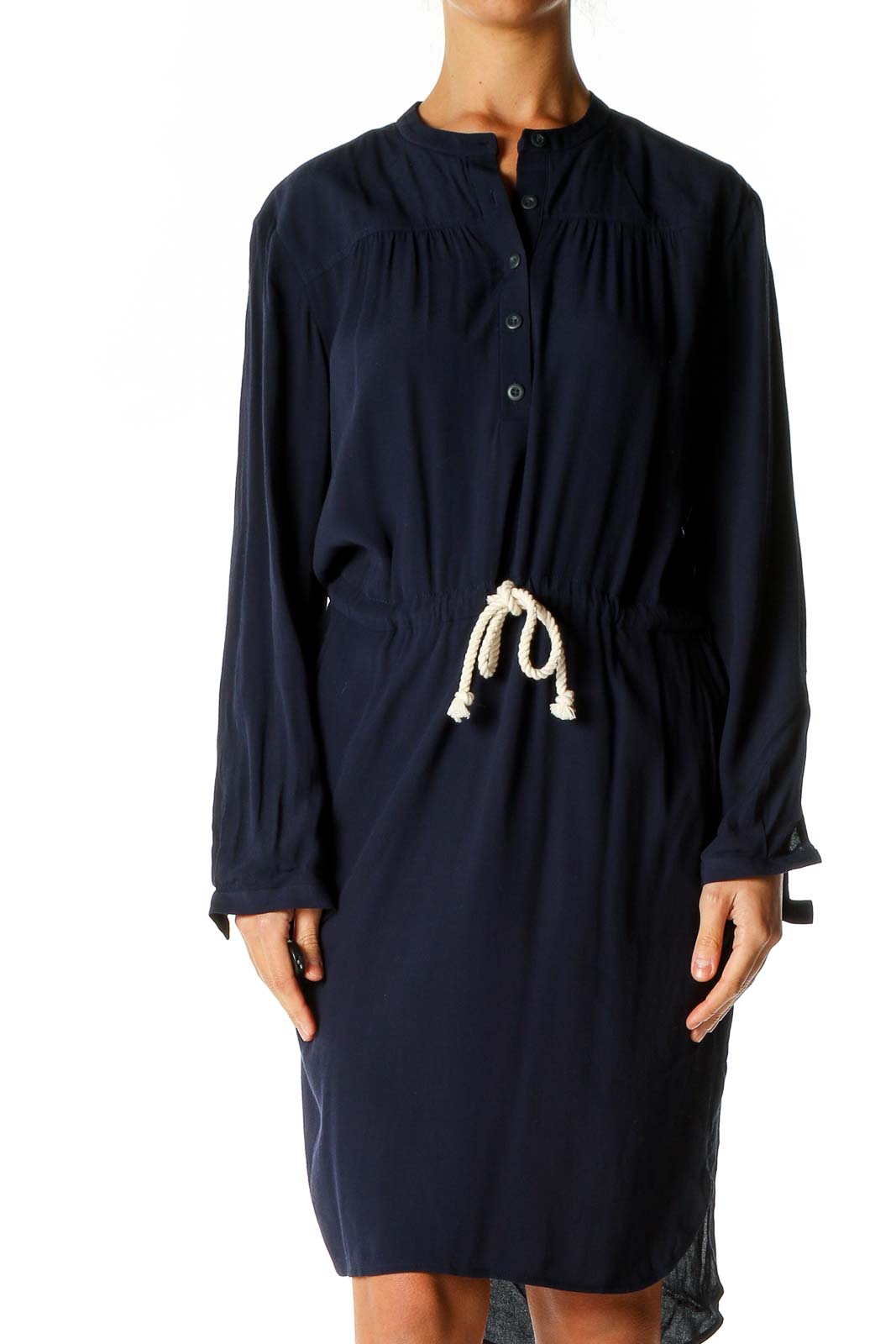 Blue Solid Shift Dress