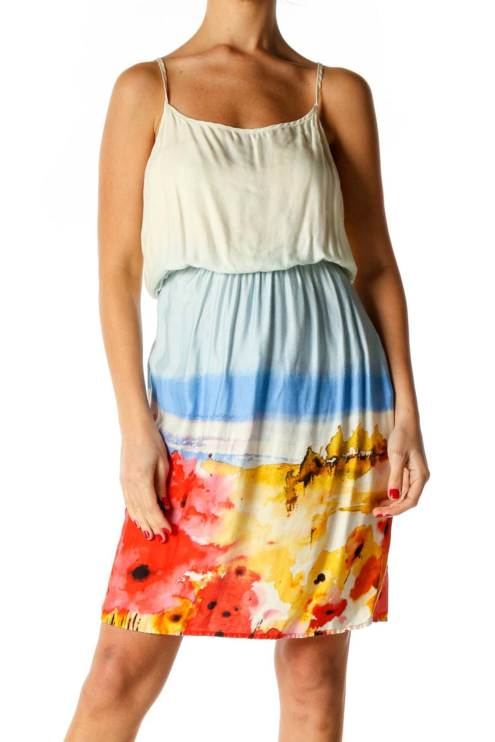White Floral Print Holiday Fit & Flare Dress
