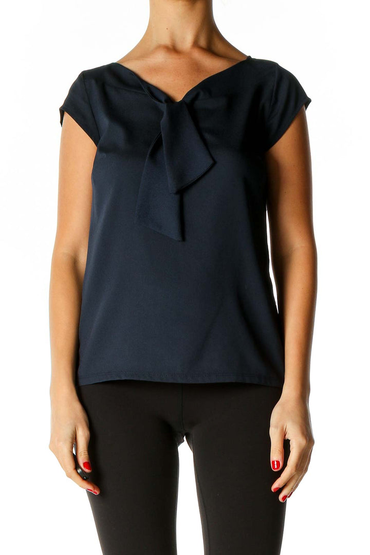 Blue Solid Casual Blouse