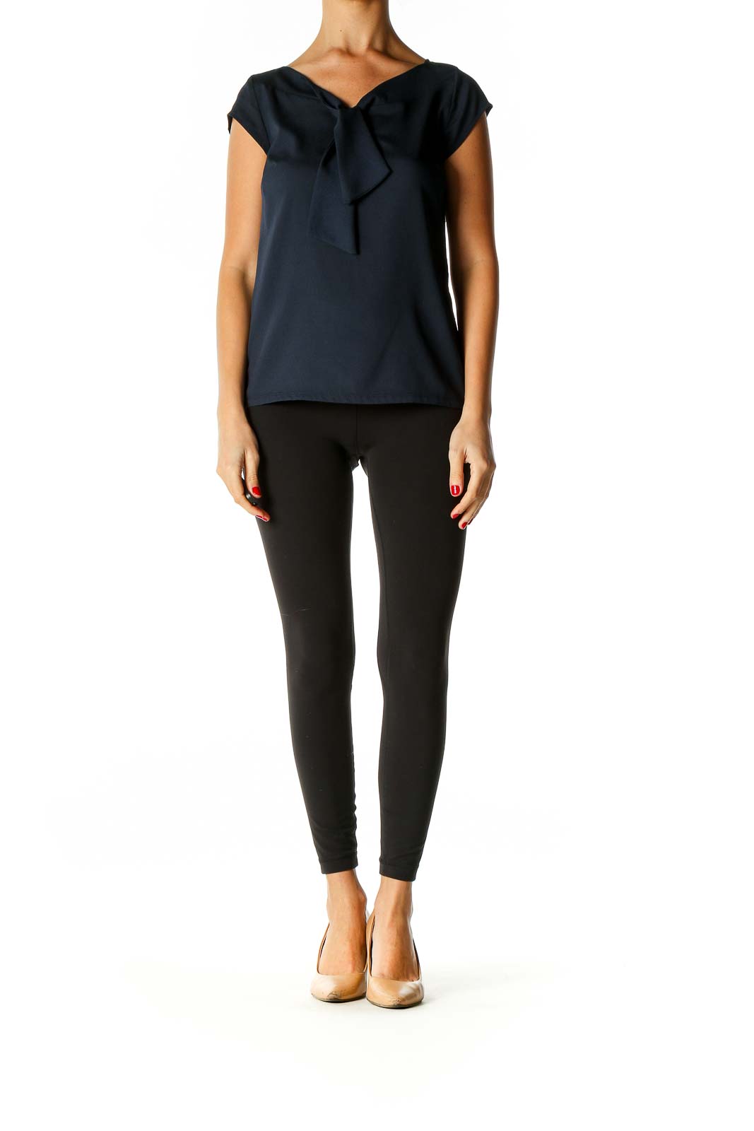 Blue Solid Casual Blouse