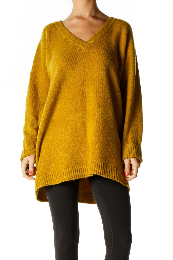 Yellow Textured All Day Wear Sweater
