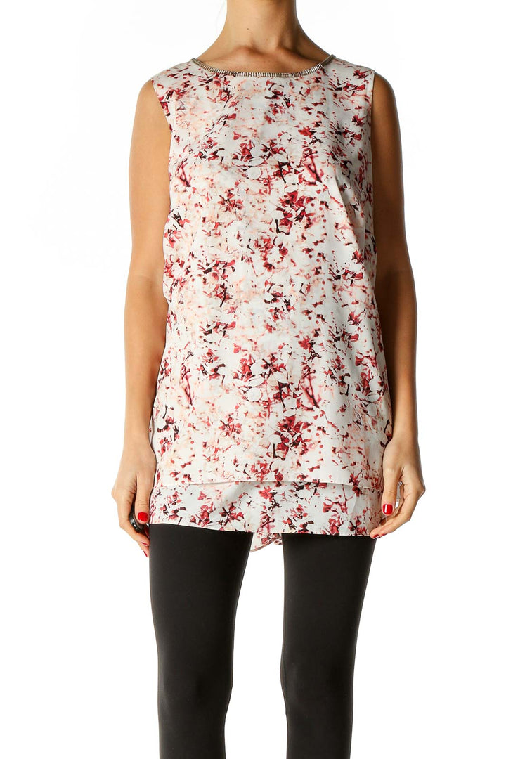 White Floral Print Blouse