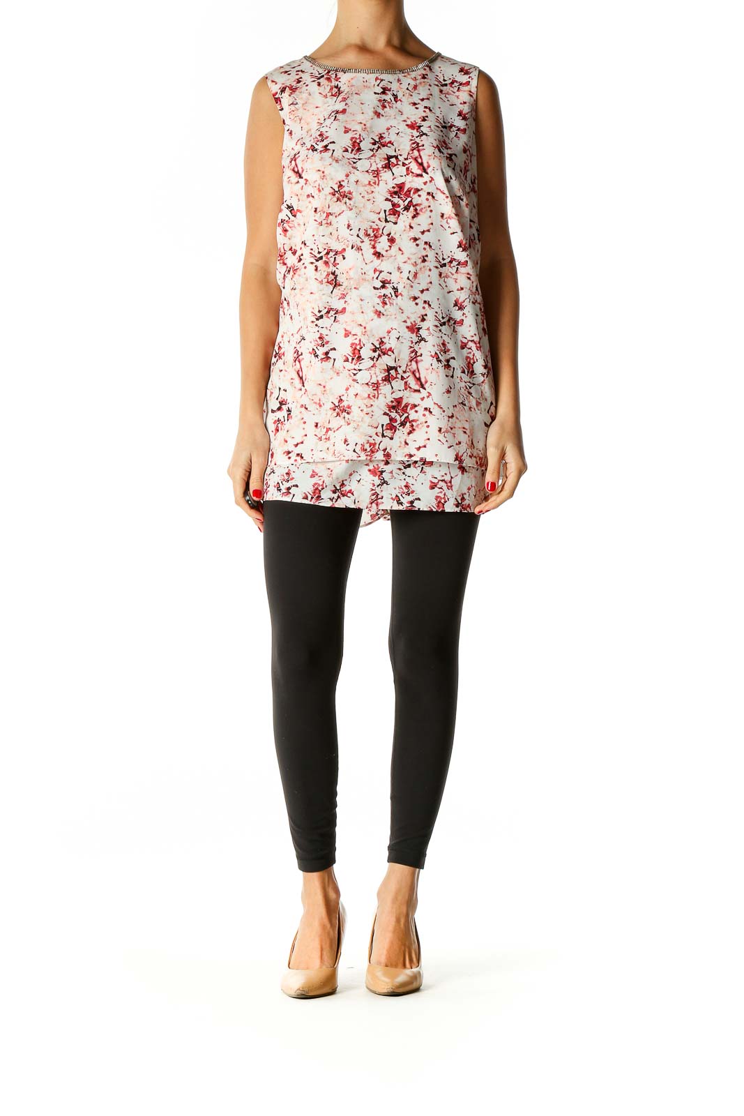 White Floral Print Blouse