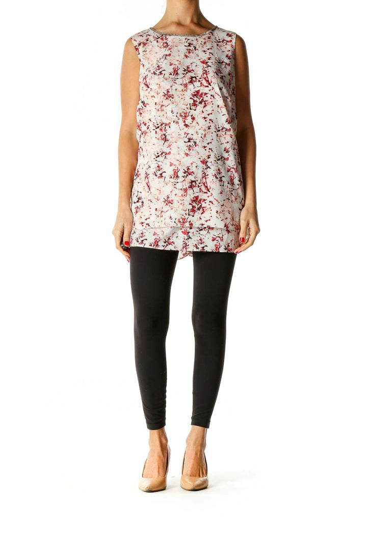 White Floral Print Blouse